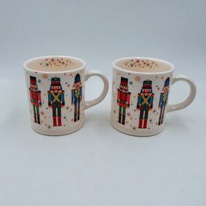 SUR LA TABLE Nutcracker Snowflake Coffee Mug Christmas Hot Chocolate 17.8 oz S/2